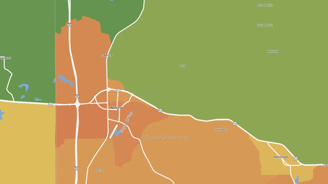 Montgomery County, MS Map of Murder Rates