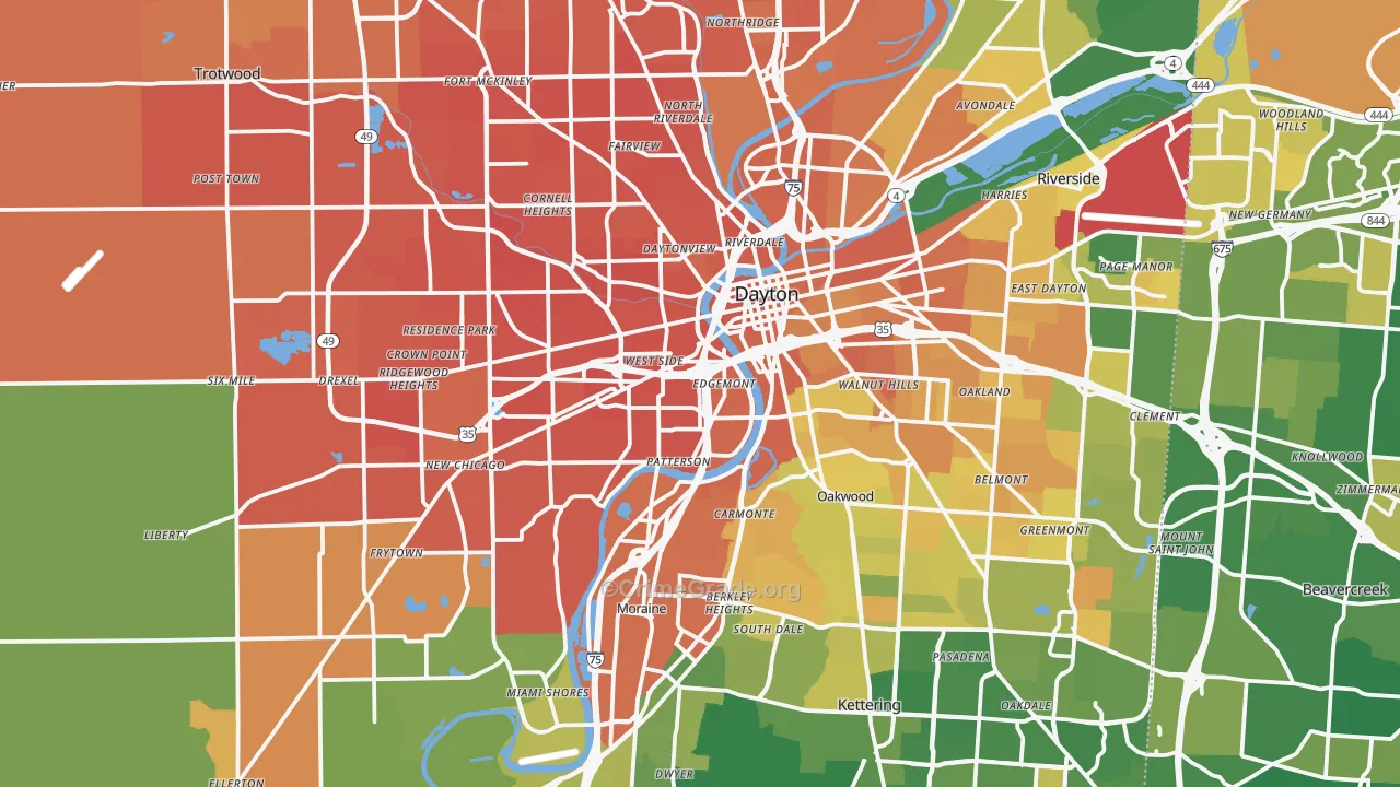 Montgomery County, OH Map of Murder Rates