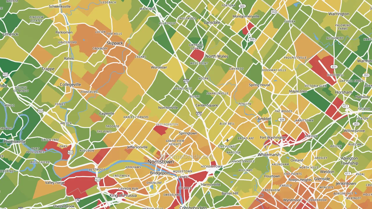 Montgomery County, PA Map of Murder Rates