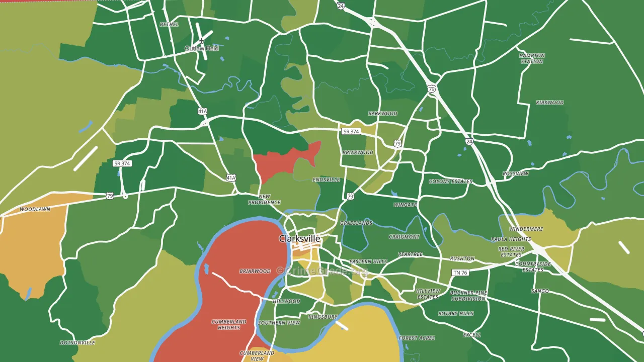 Montgomery County, TN Map of Murder Rates