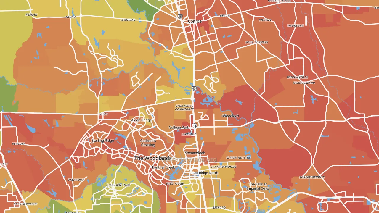 Montgomery County, TX Map of Murder Rates