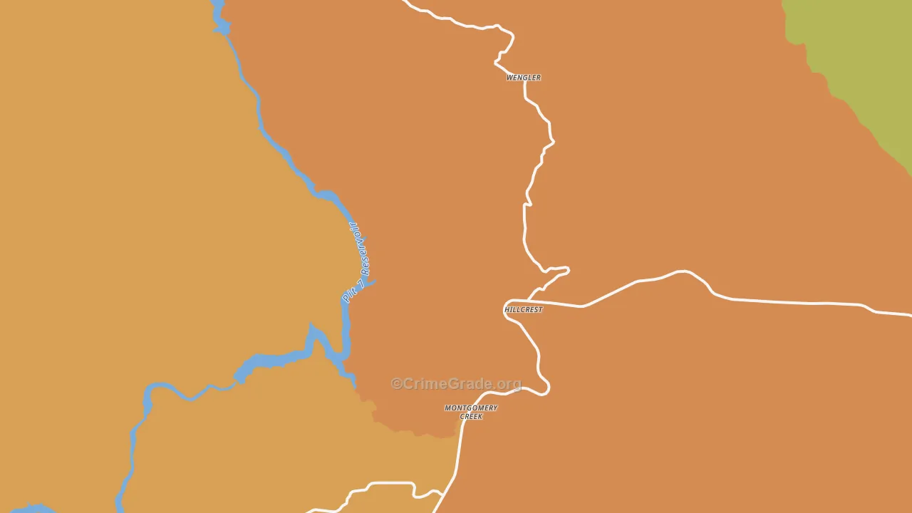Montgomery Creek, CA Map of Murder Rates