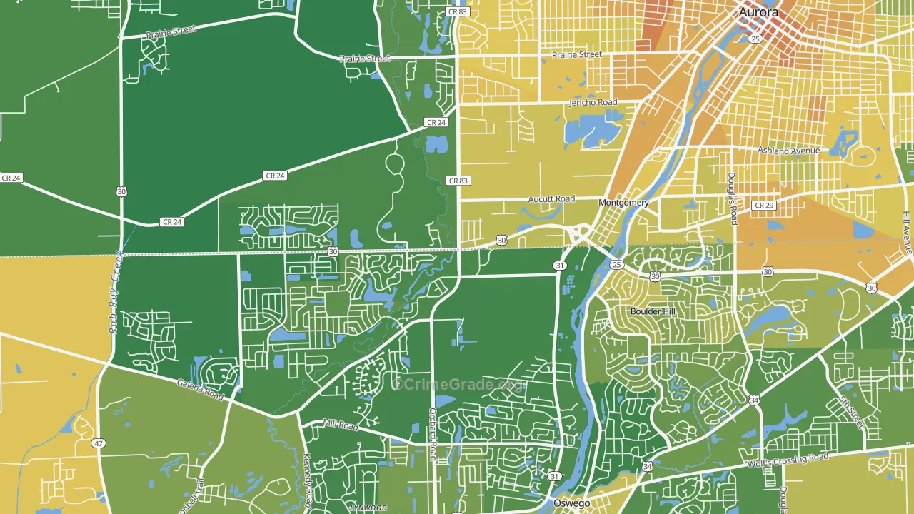 Montgomery, IL Map of Murder Rates