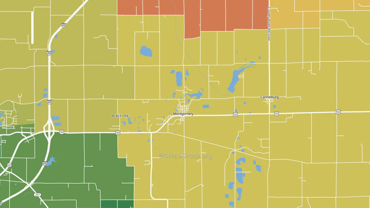 Montgomery, IN Map of Murder Rates