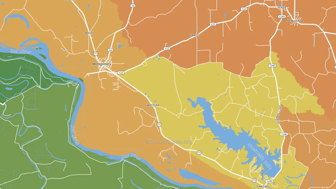 Montgomery, LA Map of Murder Rates