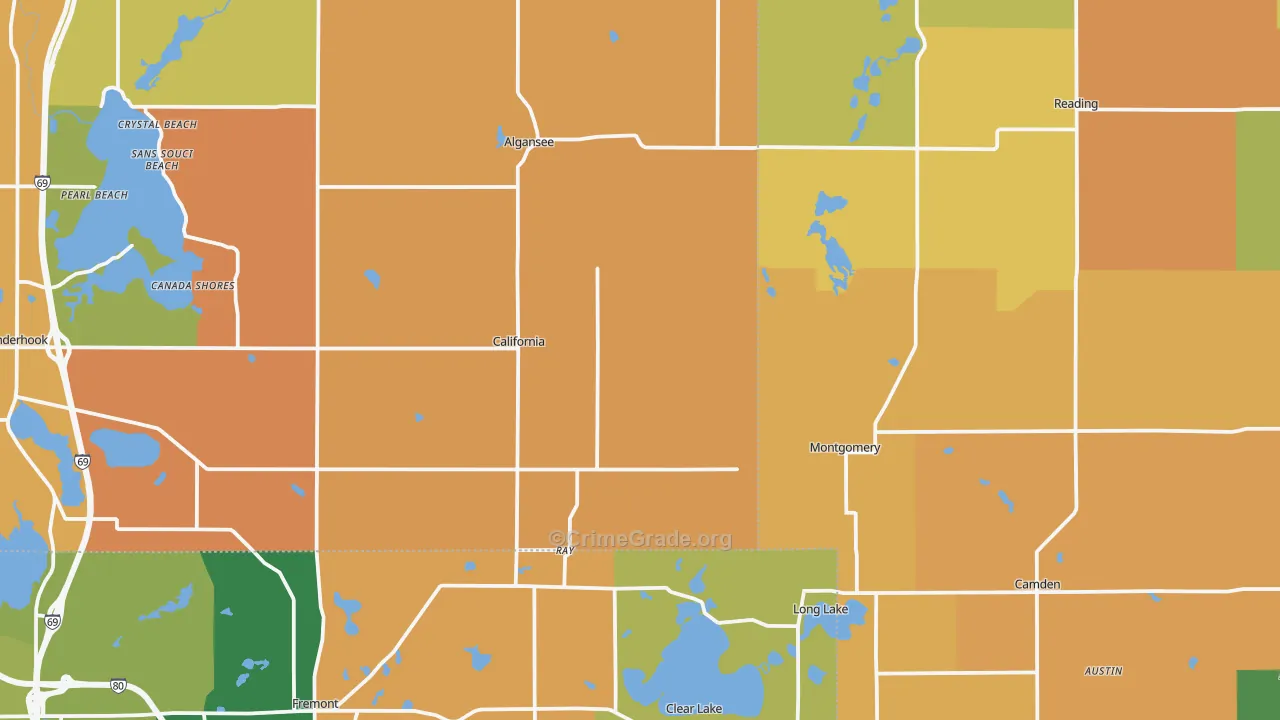 Montgomery, MI Map of Murder Rates