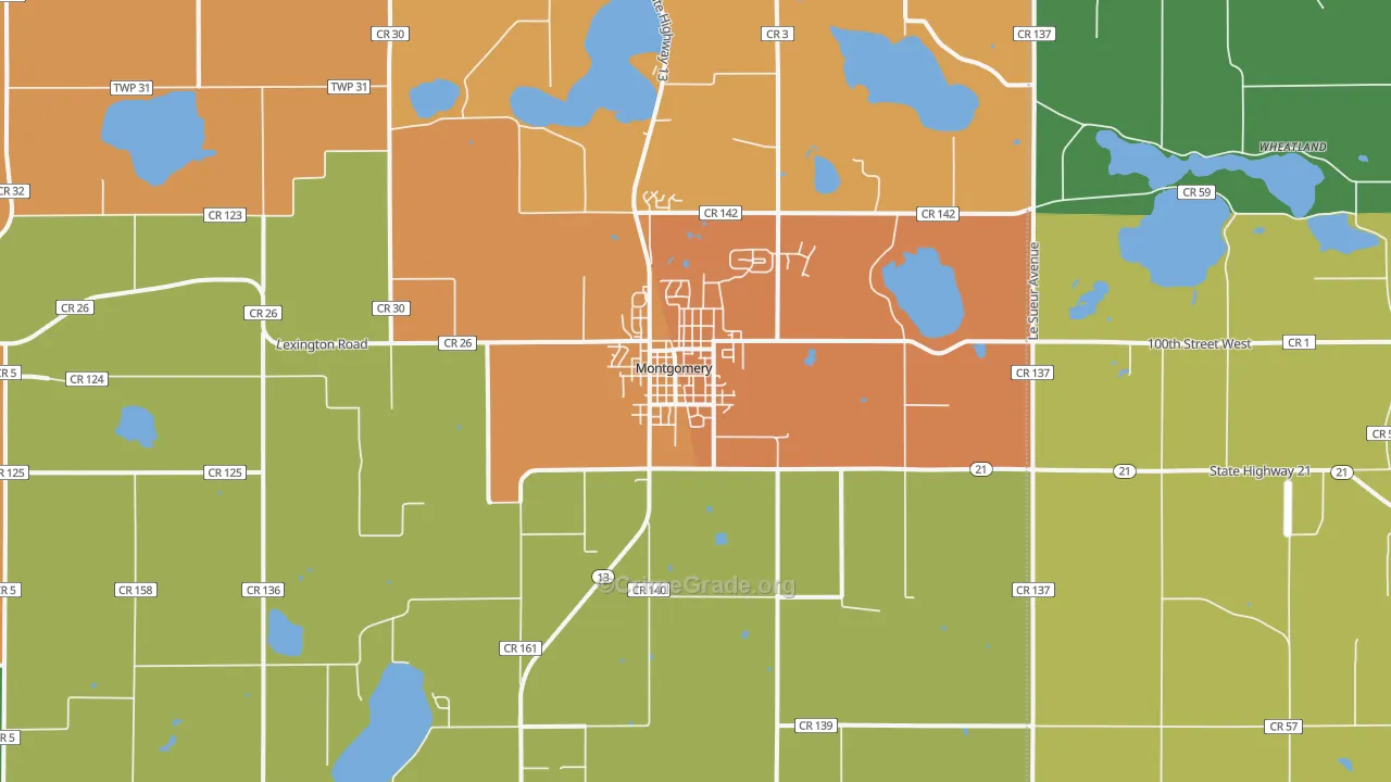 Montgomery, MN Map of Murder Rates