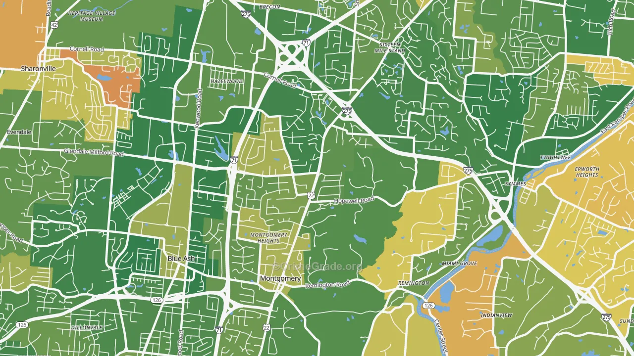 Montgomery, OH Map of Murder Rates