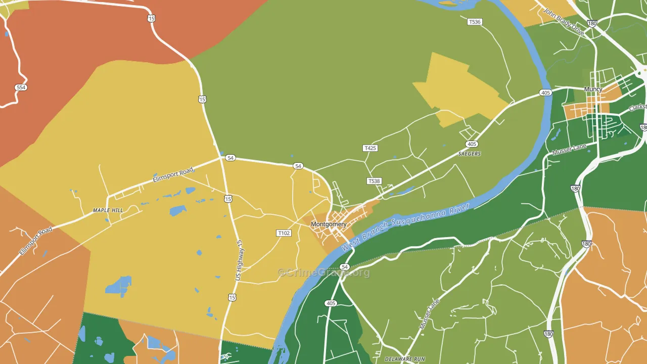 Montgomery, PA Map of Murder Rates