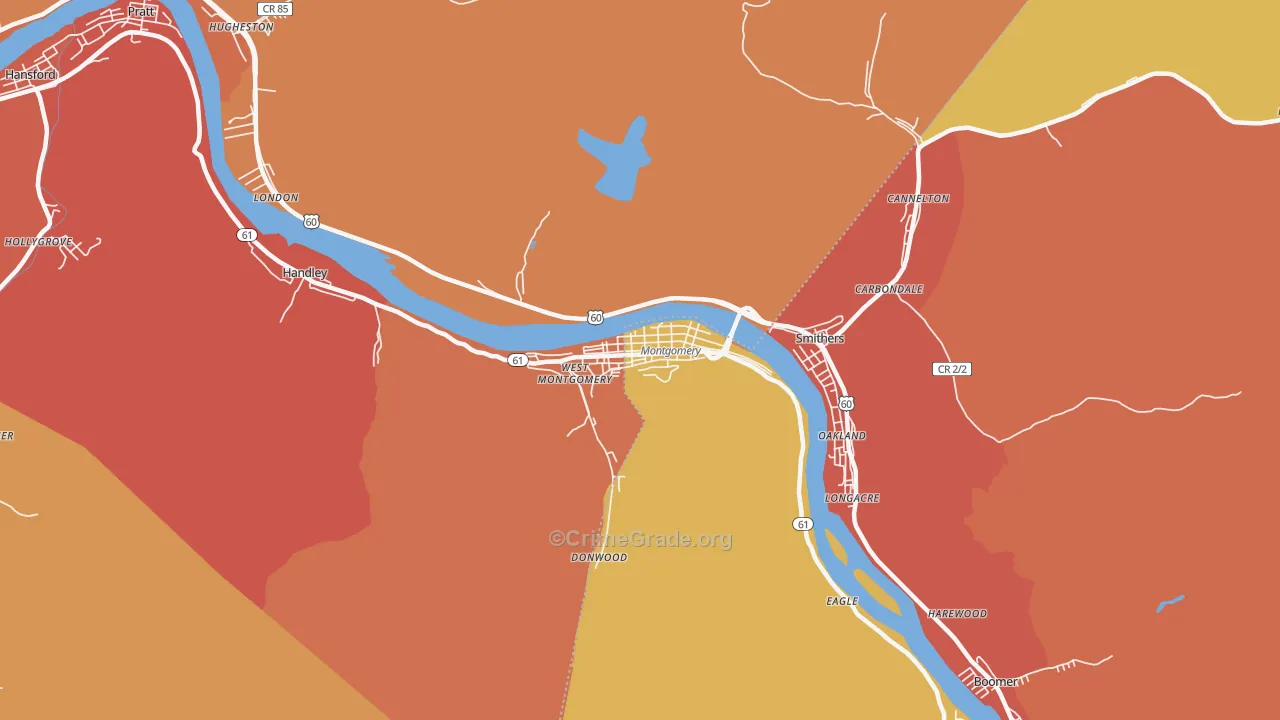 Montgomery, WV Map of Murder Rates