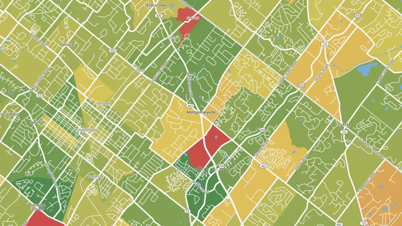Montgomeryville, PA Map of Murder Rates