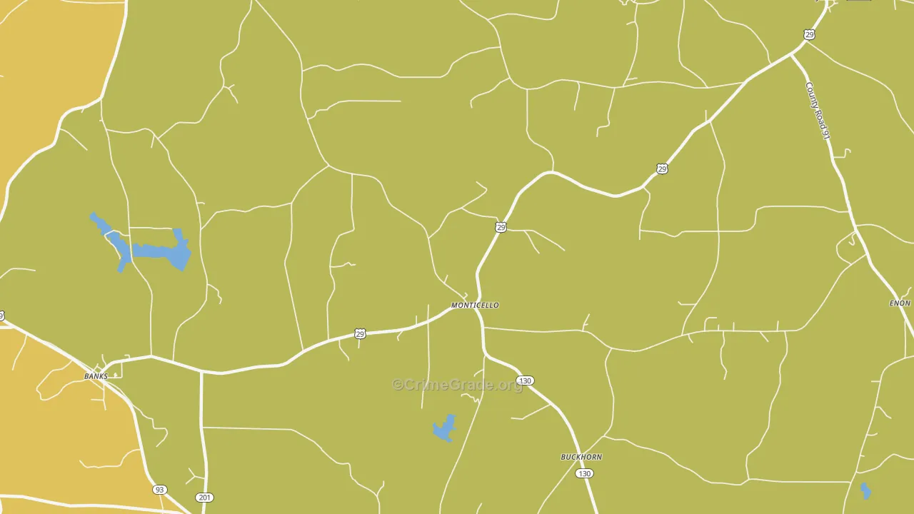 Monticello, AL Map of Murder Rates