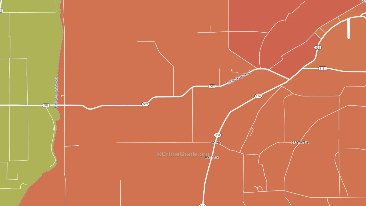 Monticello, LA Map of Murder Rates