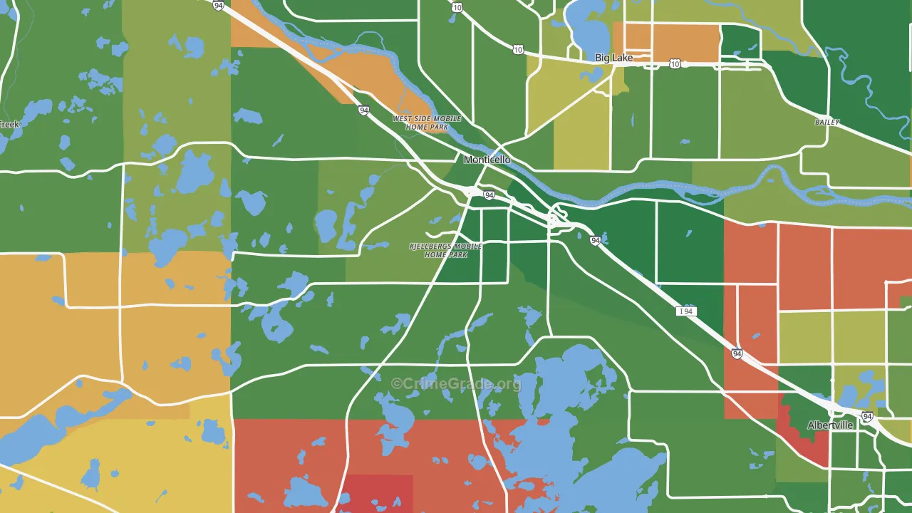 Monticello, MN Map of Murder Rates