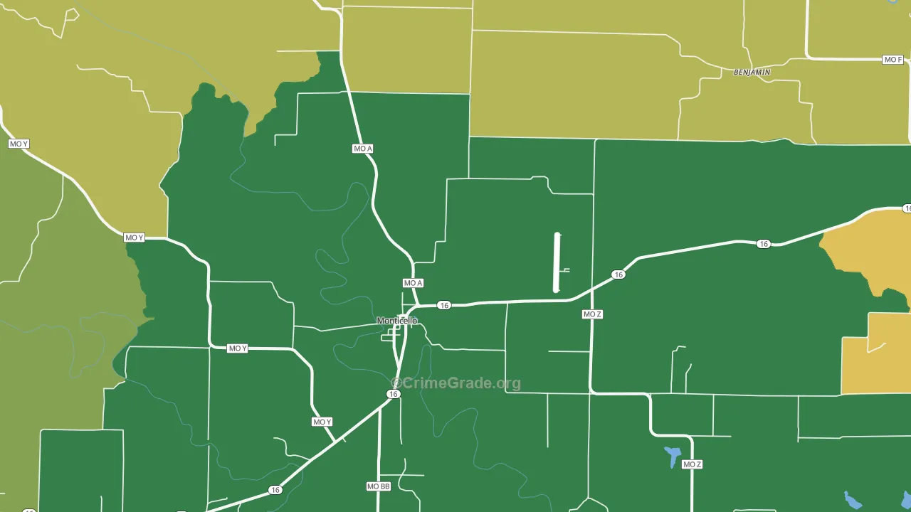 Monticello, MO Map of Murder Rates