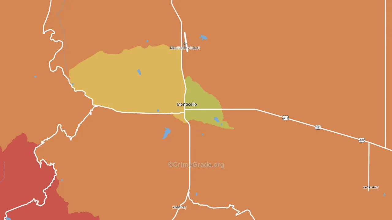 Monticello, UT Map of Murder Rates