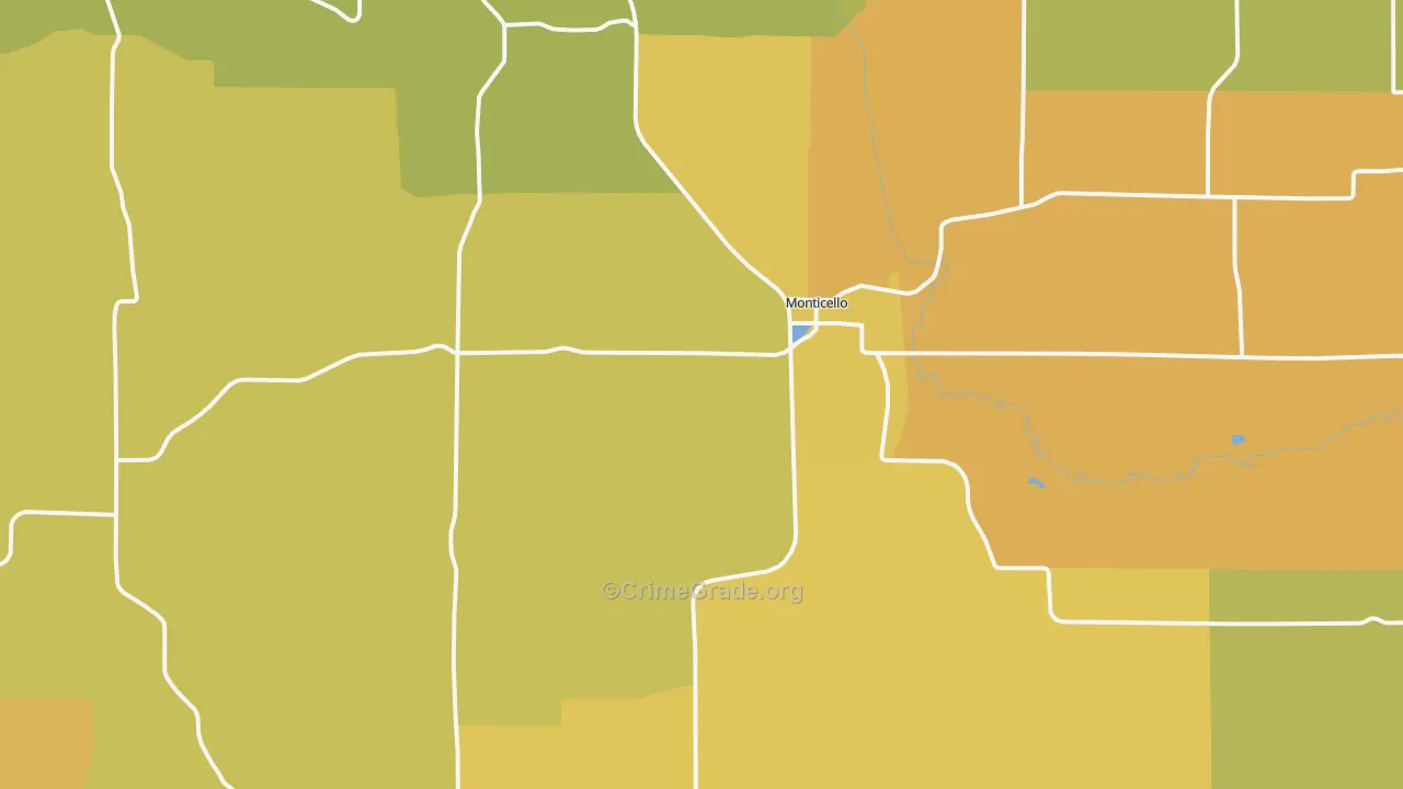 Monticello, WI Map of Murder Rates