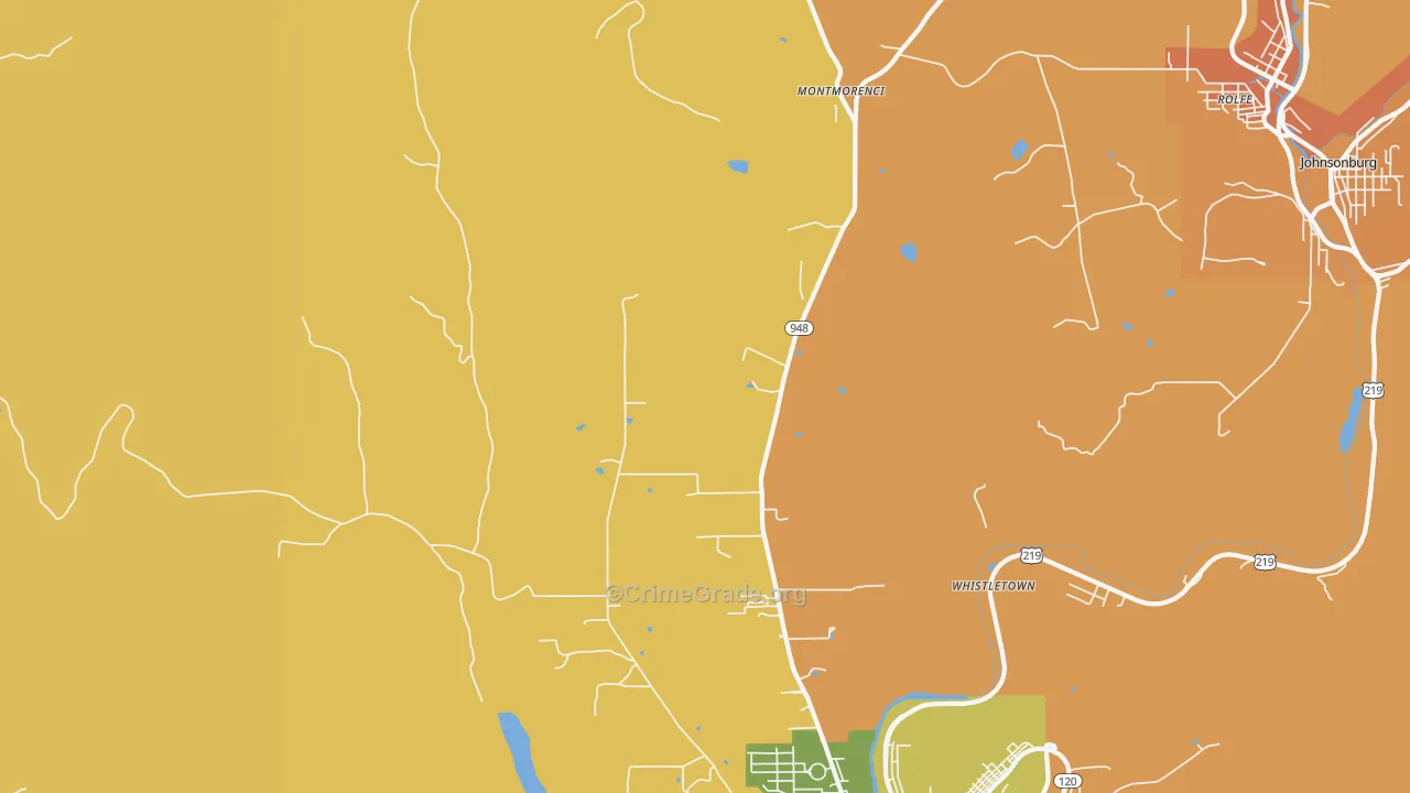 Montmorenci, PA Map of Murder Rates