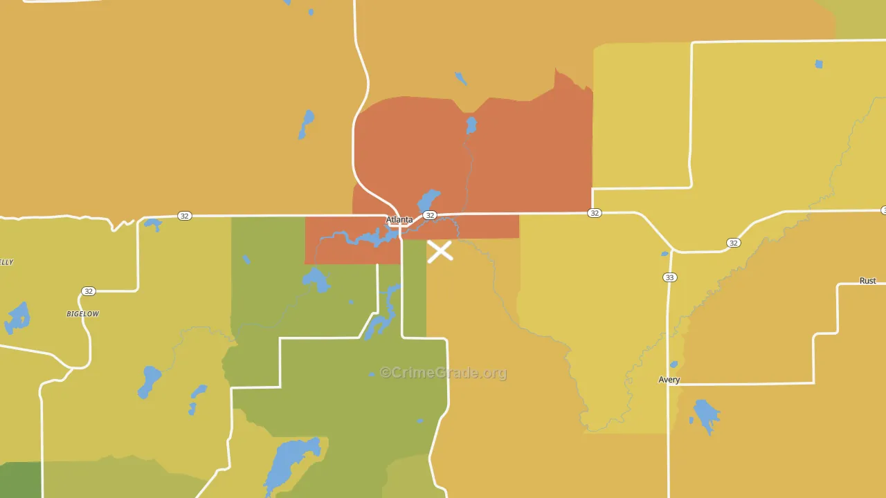 Montmorency County, MI Map of Murder Rates