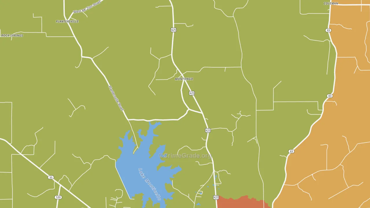 Montongo, AR Map of Murder Rates