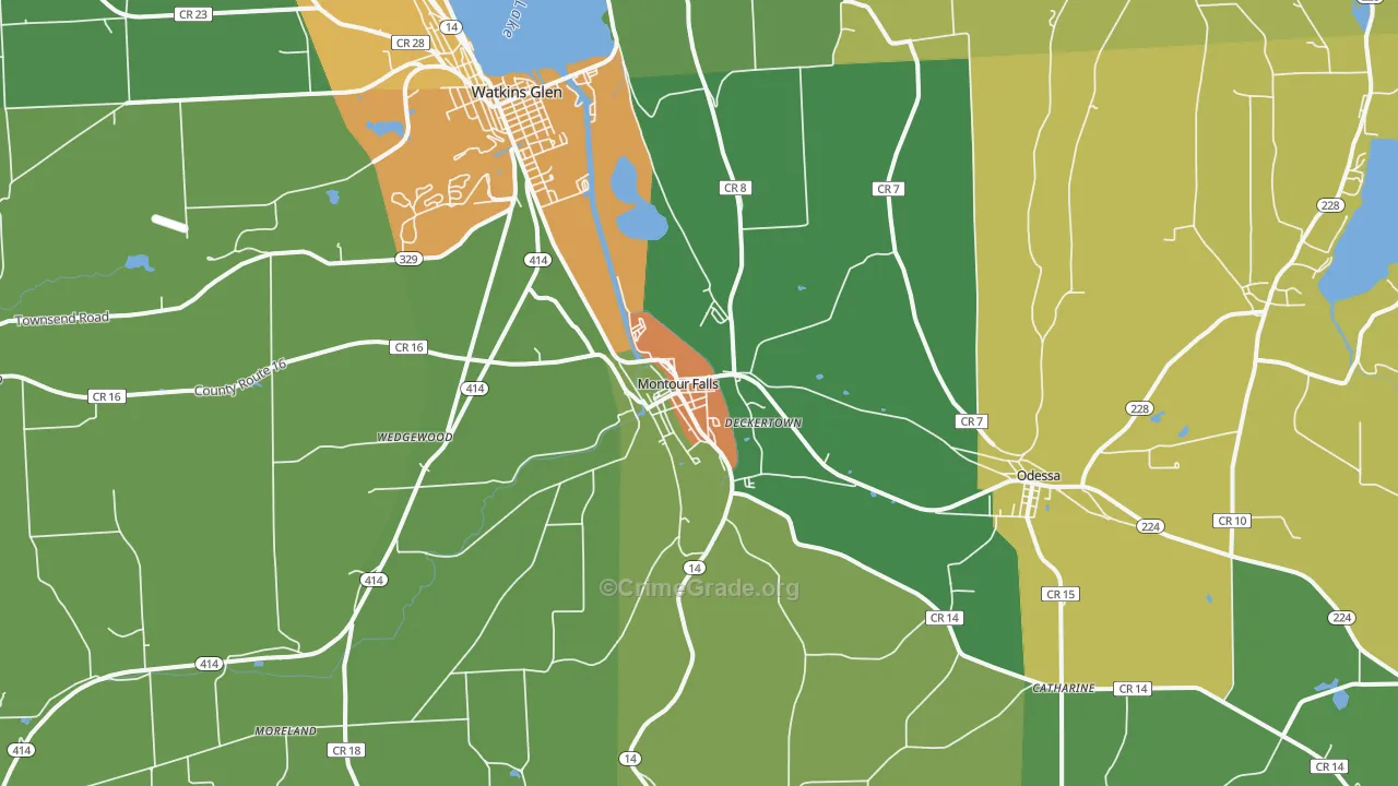 Montour Falls, NY Map of Murder Rates