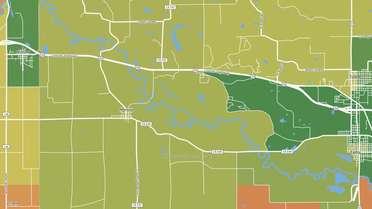 Montour, IA Map of Murder Rates