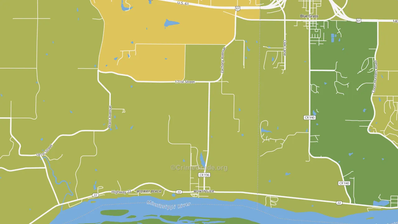 Montpelier, IA Map of Murder Rates