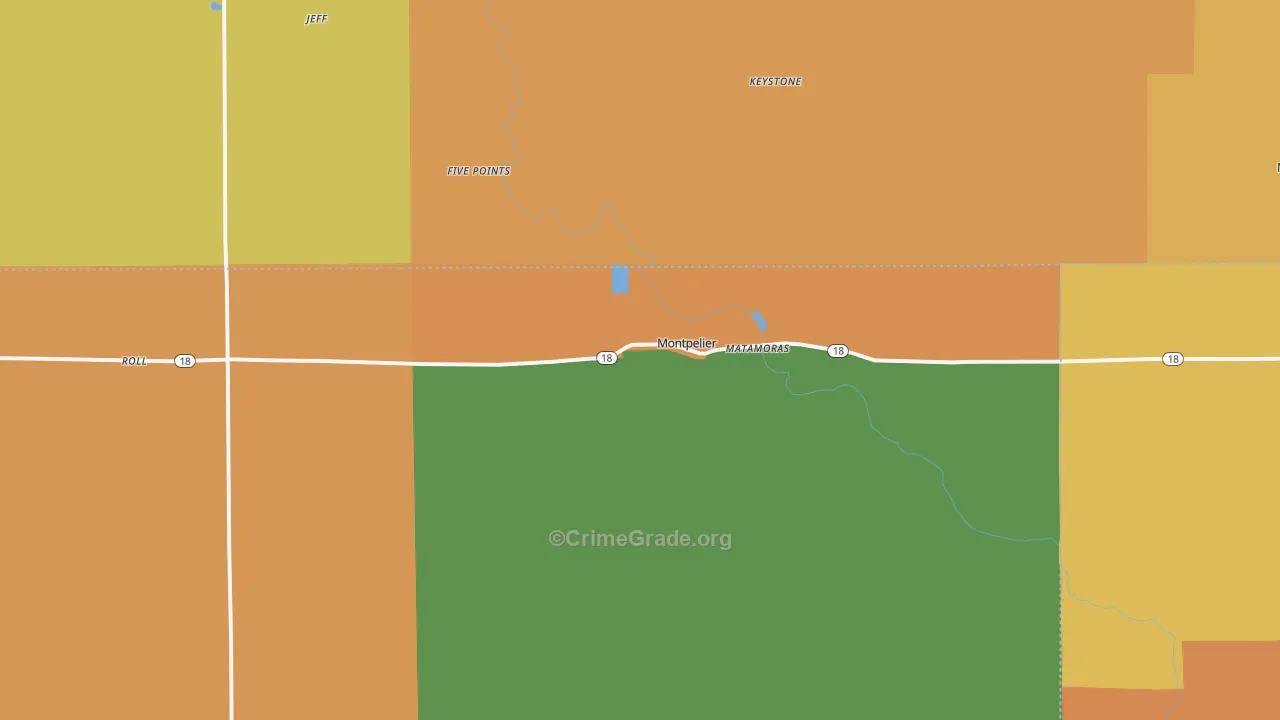 Montpelier, IN Map of Murder Rates