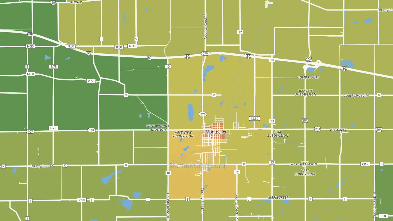 Montpelier, OH Map of Murder Rates