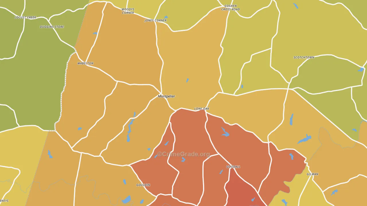 Montpelier, VA Map of Murder Rates