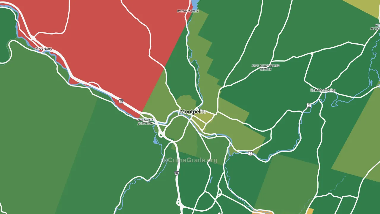 Montpelier, VT Map of Murder Rates