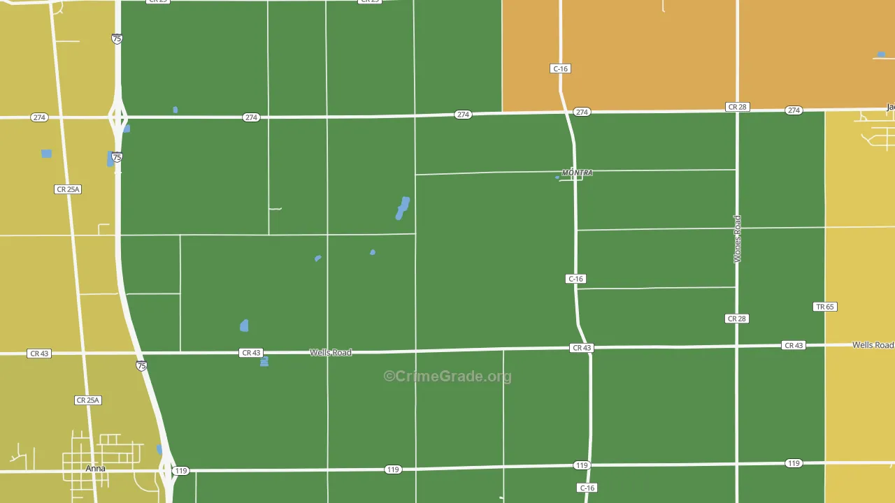 Montra, OH Map of Murder Rates