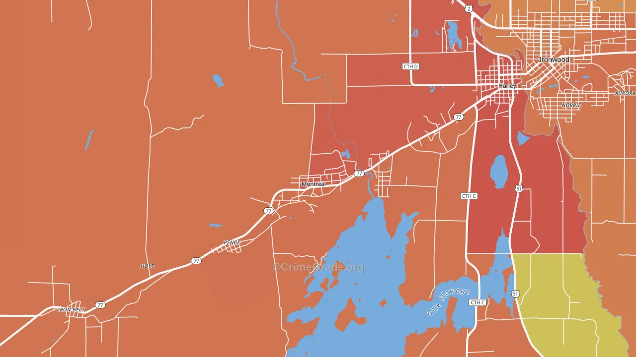 Montreal, WI Map of Murder Rates