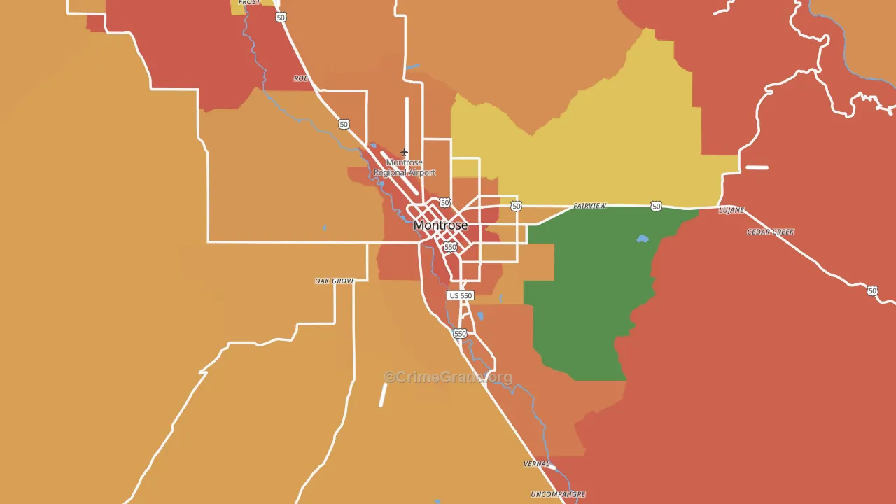 Montrose, CO Map of Murder Rates