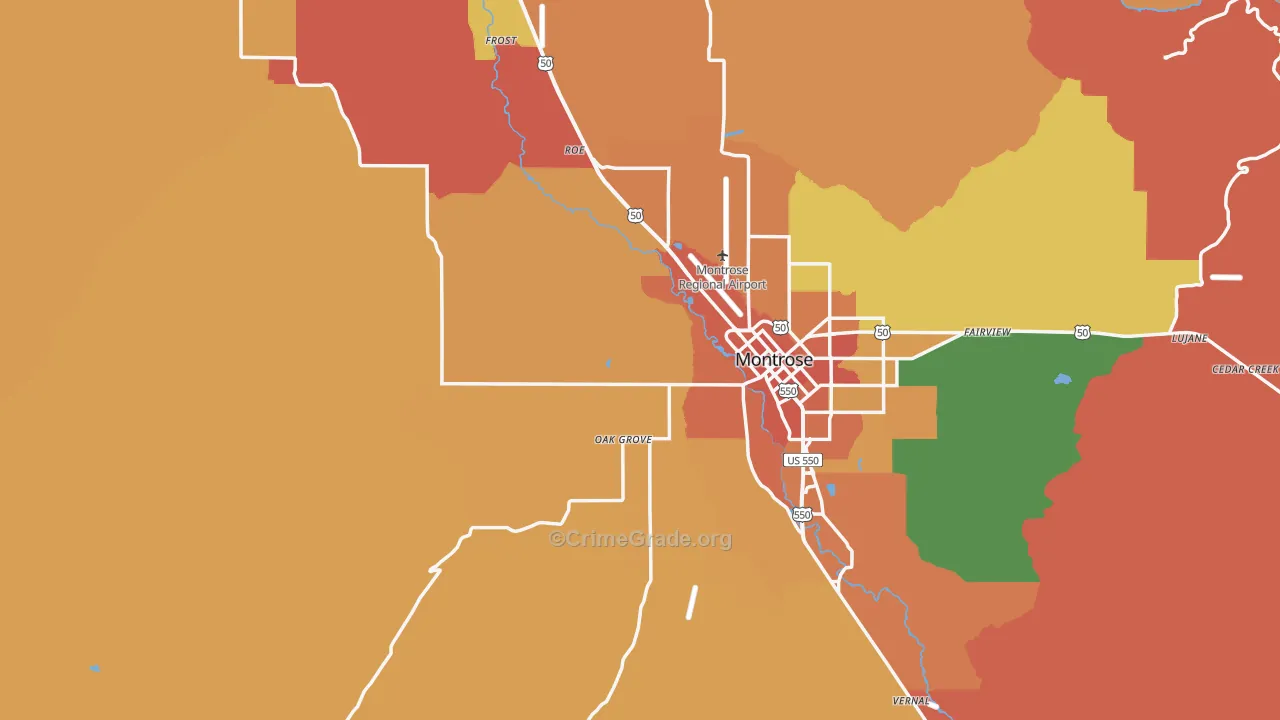 Montrose County, CO Map of Murder Rates