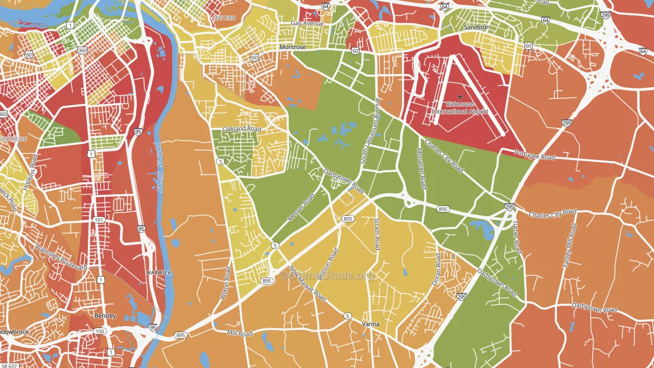 Montrose Heights, VA Map of Murder Rates