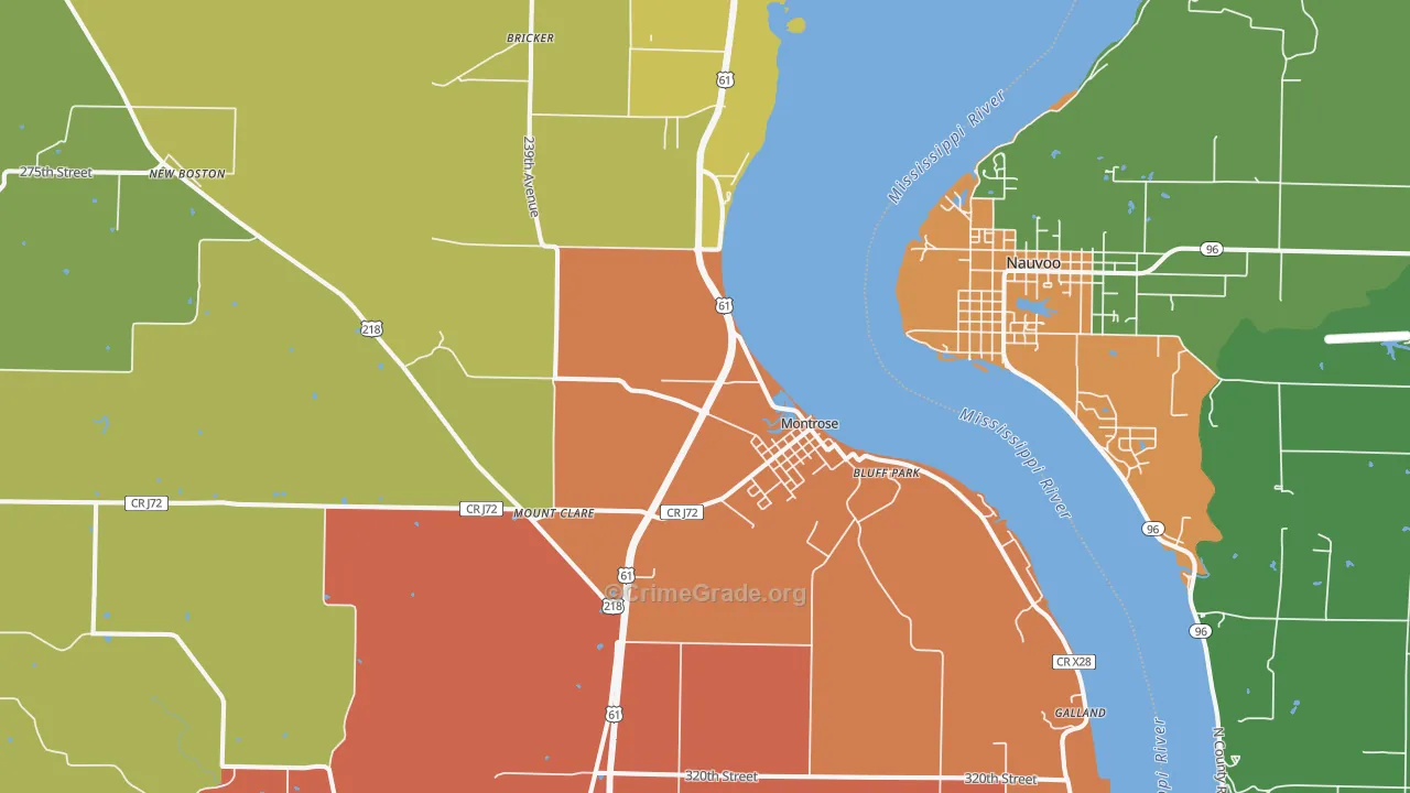 Montrose, IA Map of Murder Rates