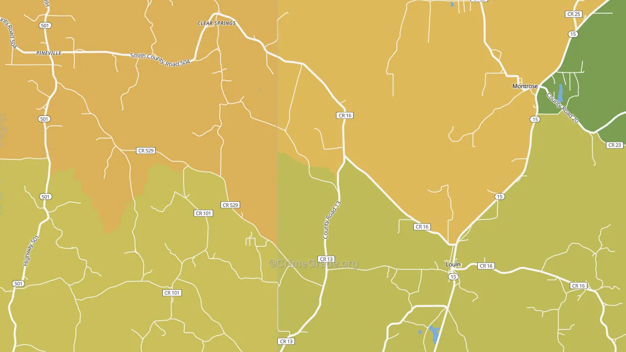 Montrose, MS Map of Murder Rates