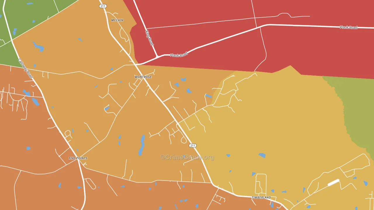Montrose, NC Map of Murder Rates