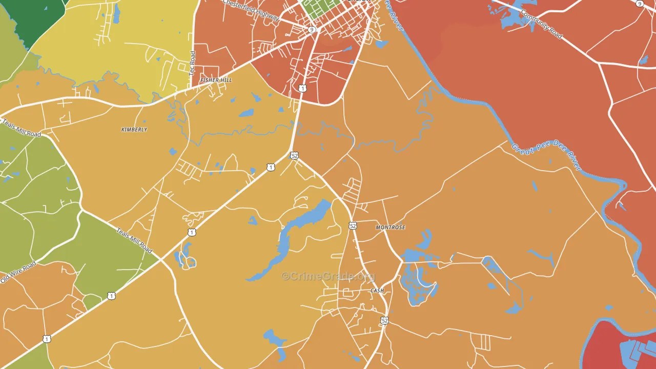 Montrose, SC Map of Murder Rates