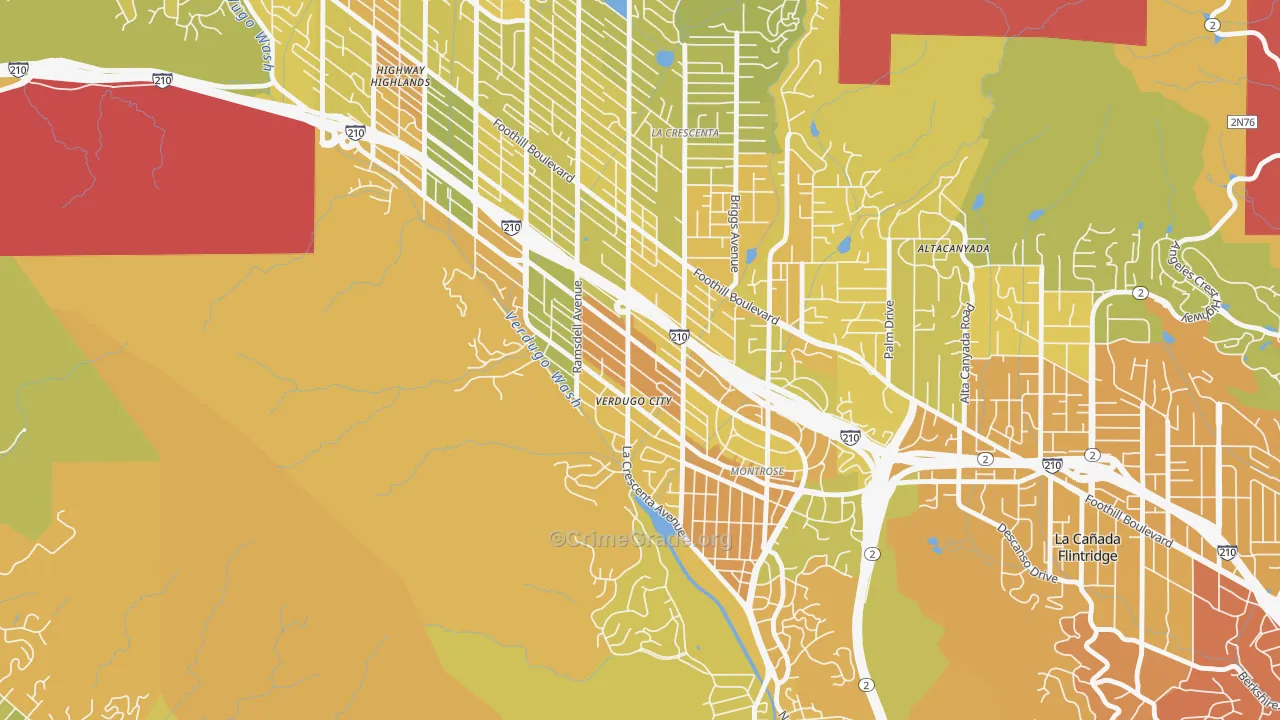 Montrose Verdugo City, La Crescenta, CA Map of Murder Rates
