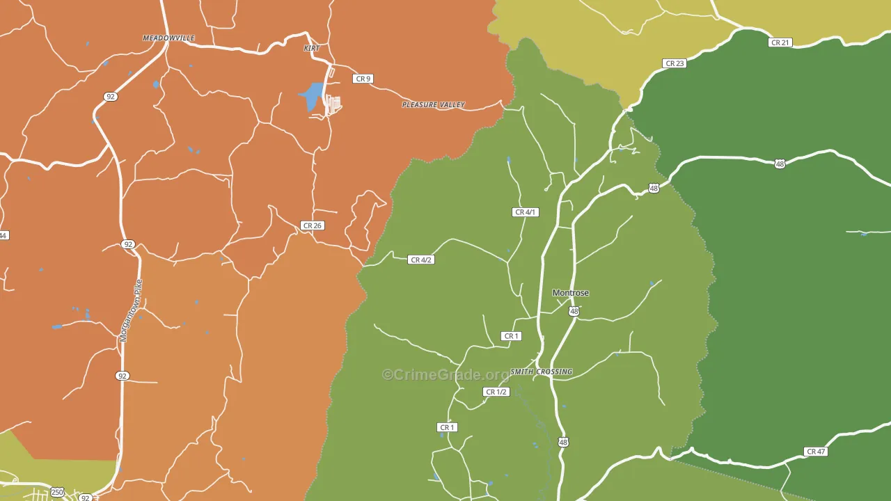 Montrose, WV Map of Murder Rates