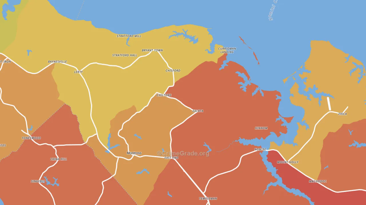Montross, VA Map of Murder Rates