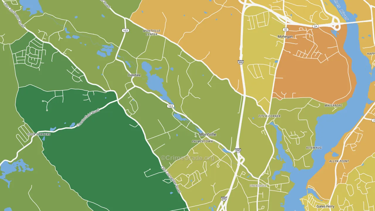 Montville, CT Map of Murder Rates