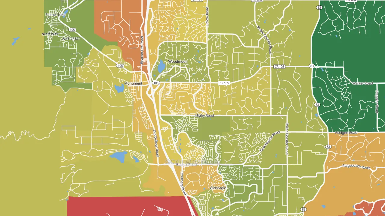 Monument, CO Map of Murder Rates