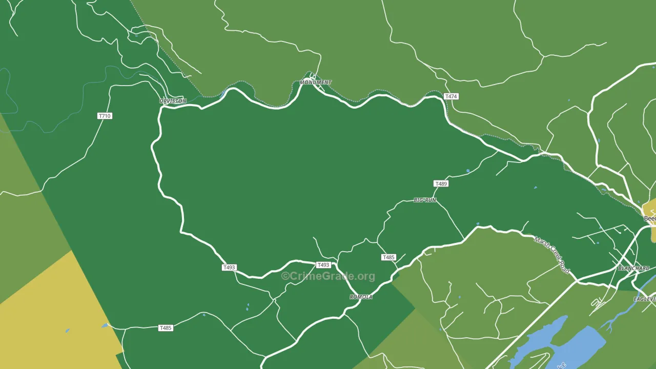 Monument, PA Map of Murder Rates