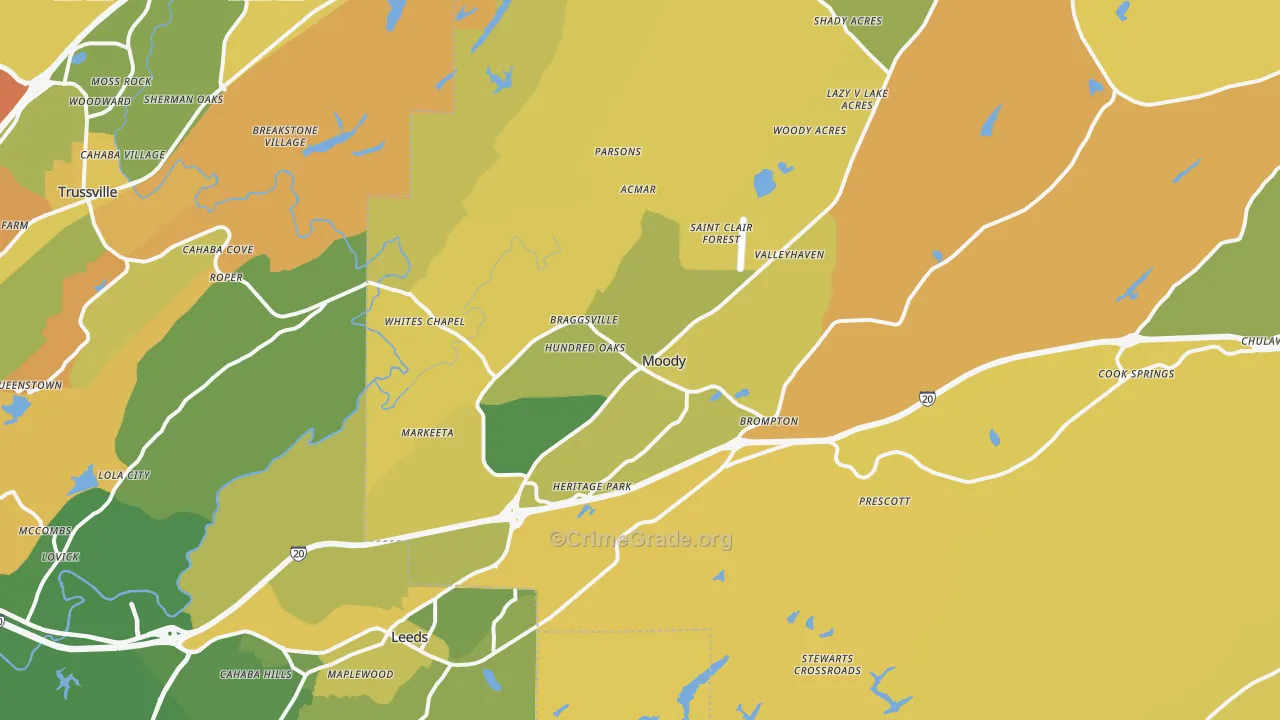 Moody, AL Map of Murder Rates