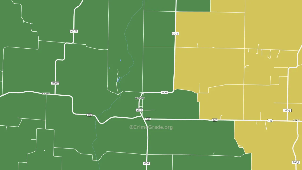 Moody, MO Map of Murder Rates