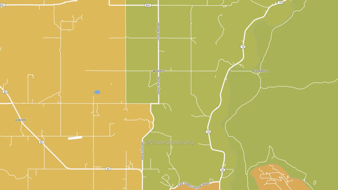 Moodys, OK Map of Murder Rates