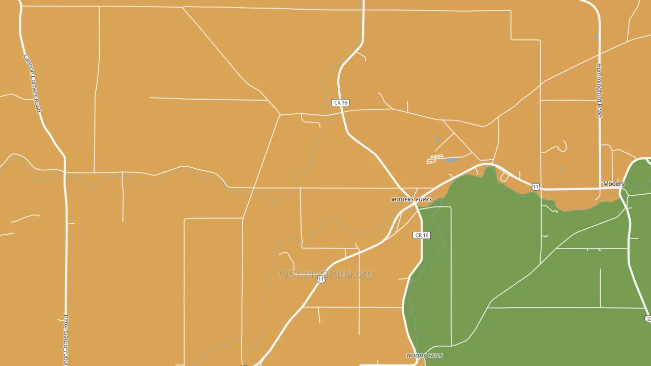 Mooers Forks, NY Map of Murder Rates